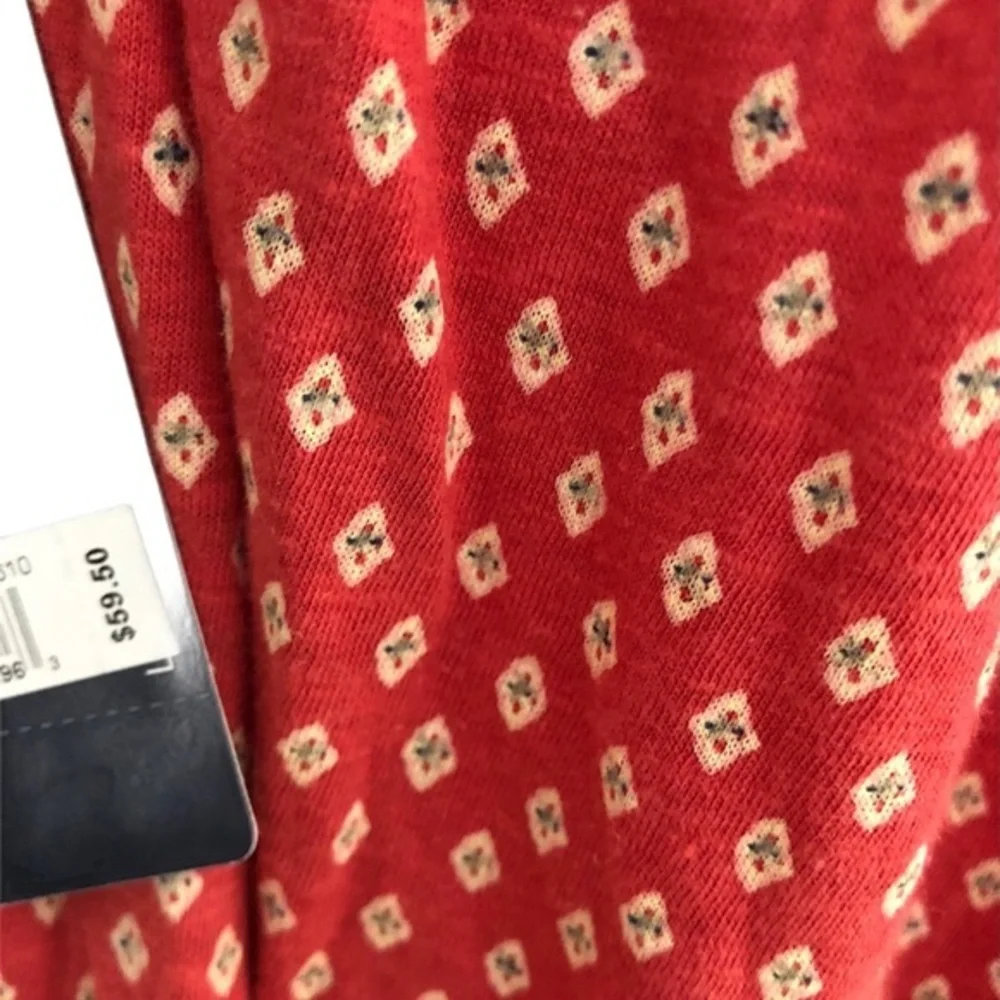 Lucky Brand Red Boho Floral Print Smocked Sleeveless V-Neck Blouse Top NWT Small